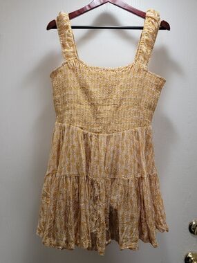 Free People Yellow Floral Smocked Sundress